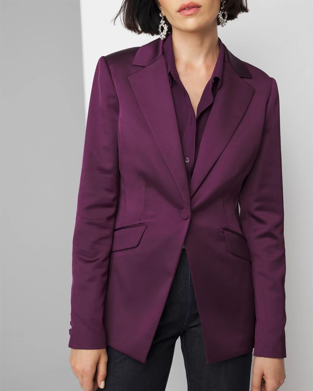 WHBM® One-Button Blazer in Satin | White House Black Market WHBM® One-Button Blazer in Satin | White House Black Market